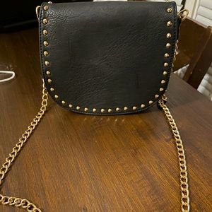 Small Black Gold Studded Crossbody